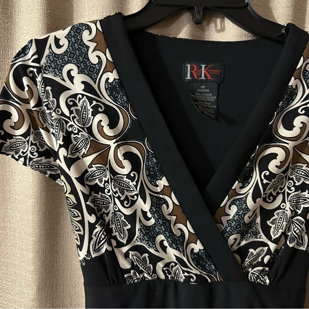 Sz 6p black and brown printed dress - Picture 2 of 3